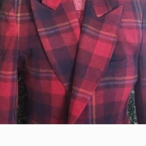 The Limited Burgundy Plaid Blazer
